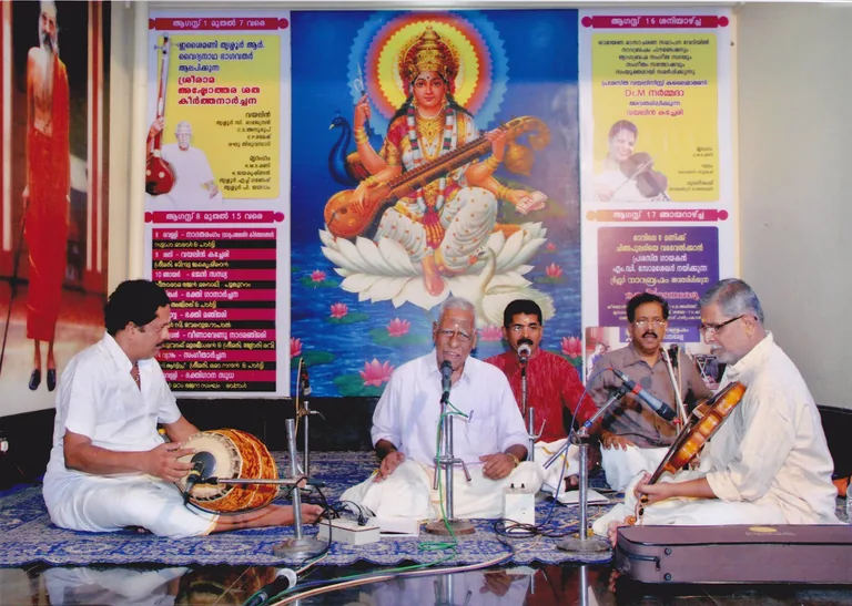 With Thrissur R. Vaidyanatha Bhagavathar at Sreerama Keerthanarchana