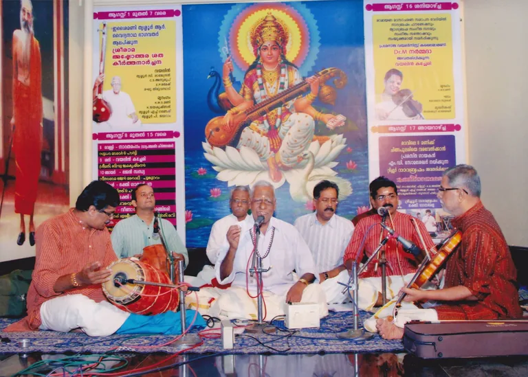 With Thrissur R. Vaidyanatha Bhagavathar at Sreerama Keerthanarchana