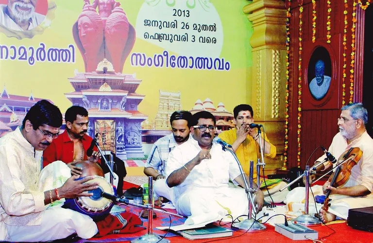 Music Director Sharreth at Dakshinamoorthy Sangeethotsavam 2013
