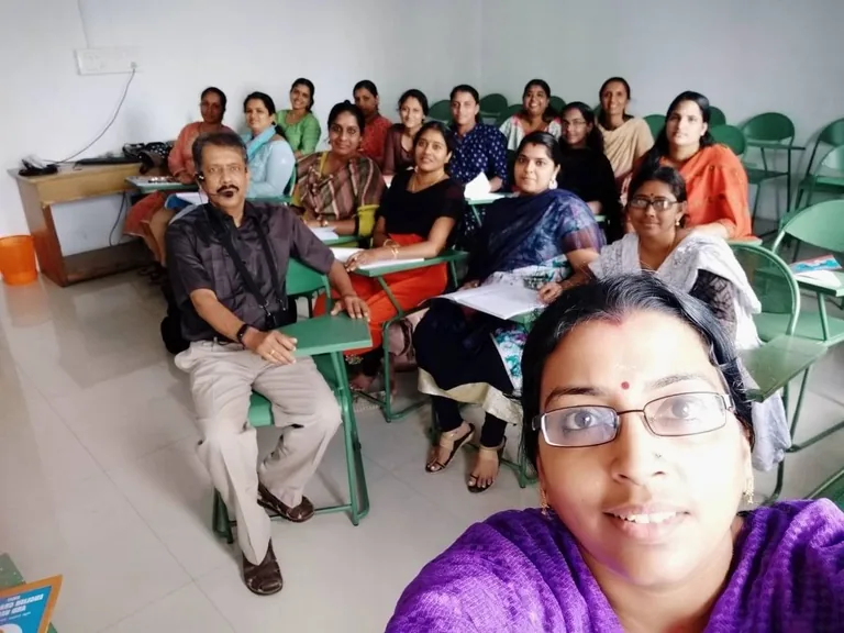 English coaching class for trainee teachers at Bhavans Town School (BVB), Thrissur